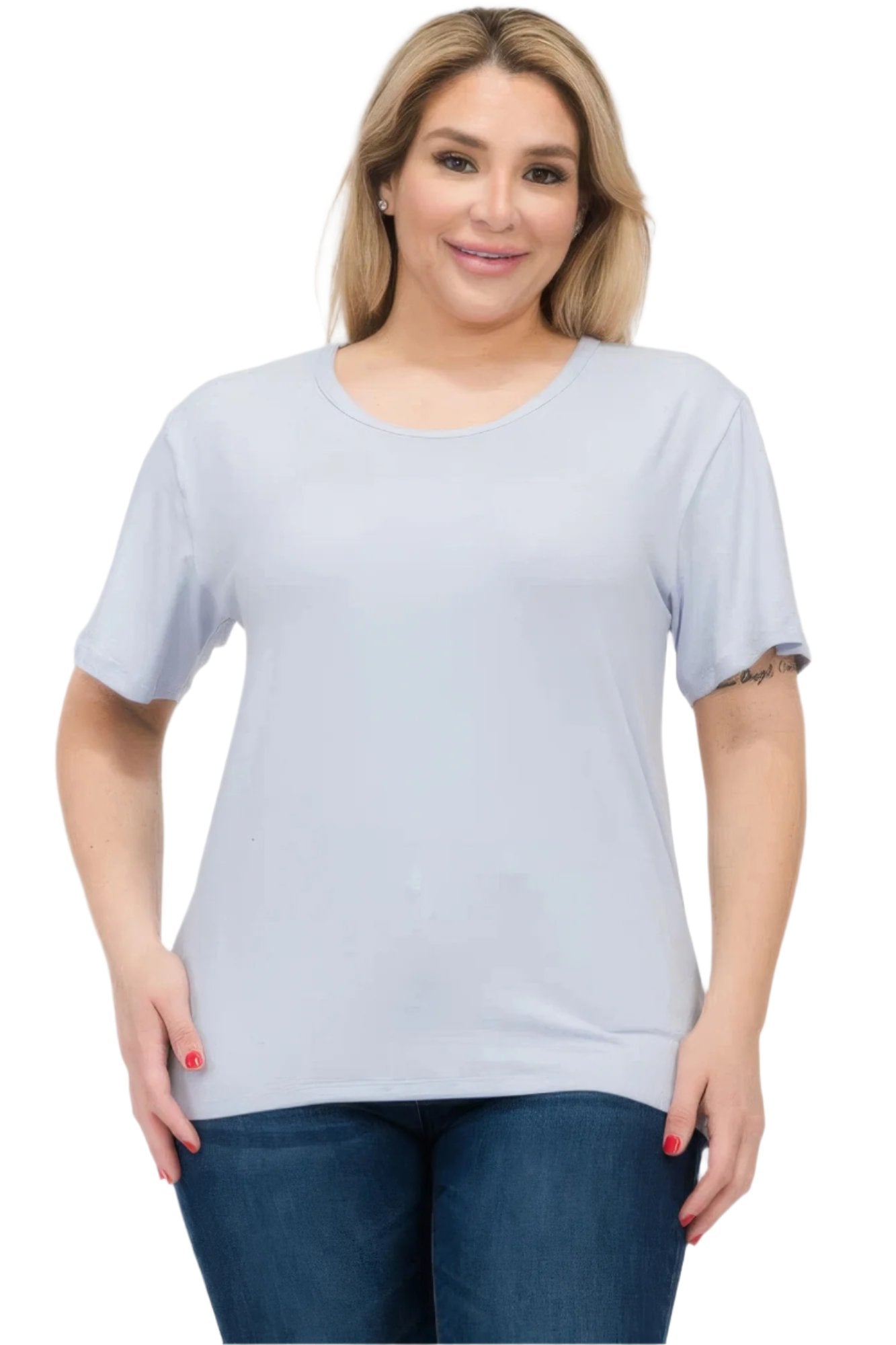 Plus Size Basic Short Sleeve T-shirt - Nova Store