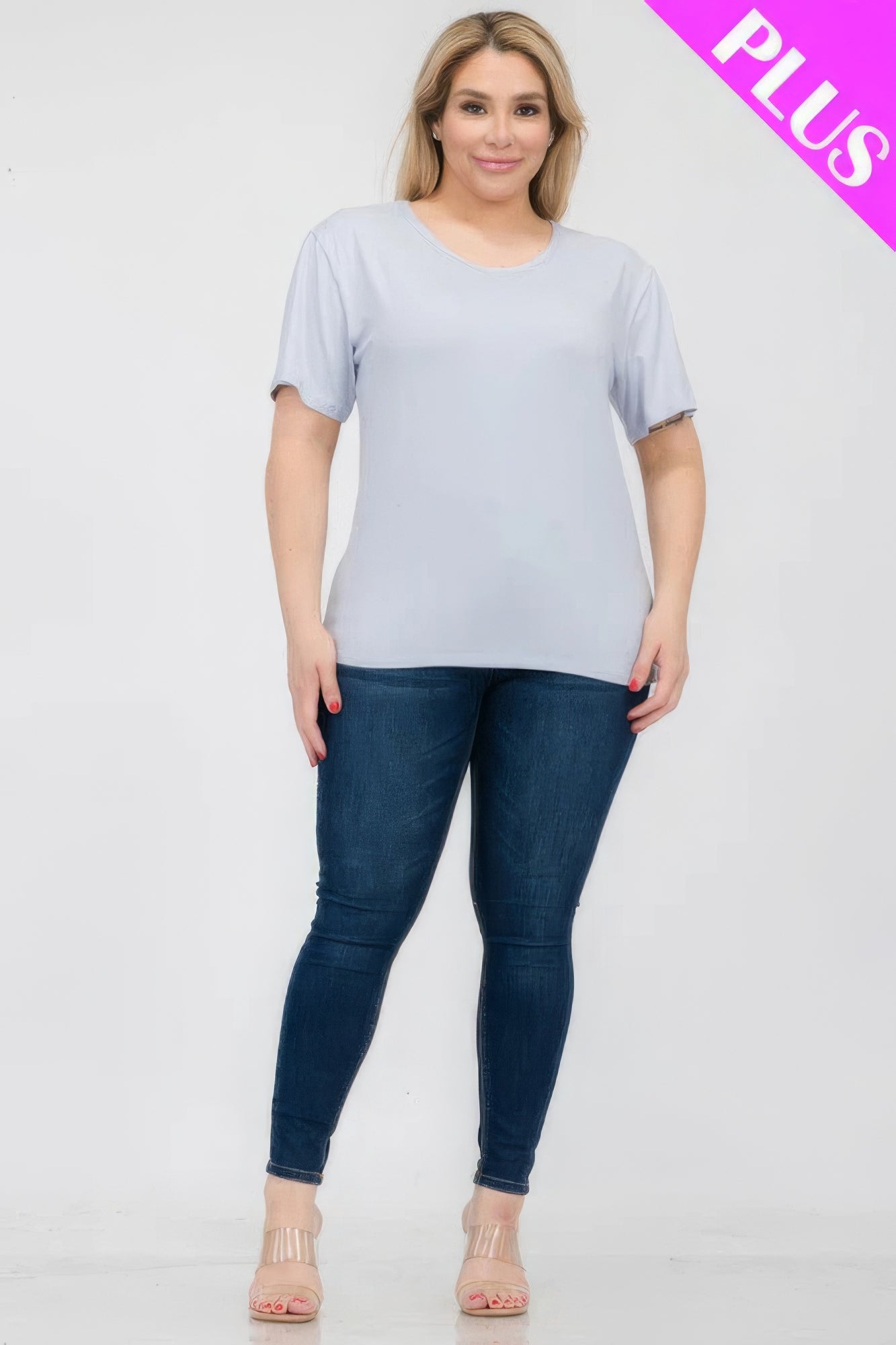 Plus Size Basic Short Sleeve T-shirt - Nova Store