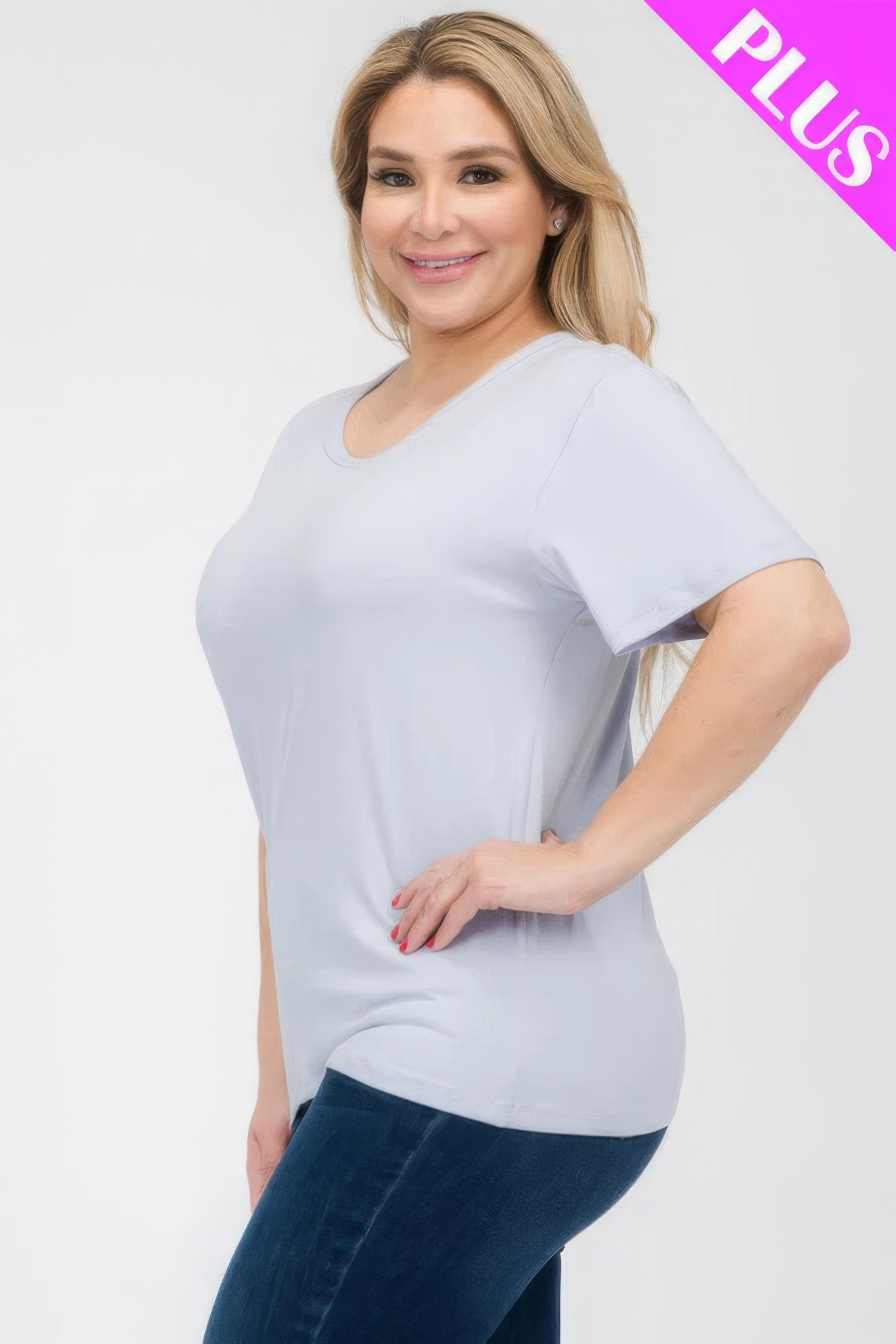 Plus Size Basic Short Sleeve T-shirt - Nova Store