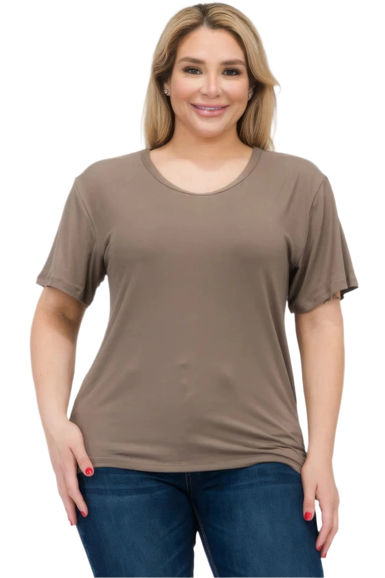 Plus Size Basic Short Sleeve T-shirt - Nova Store