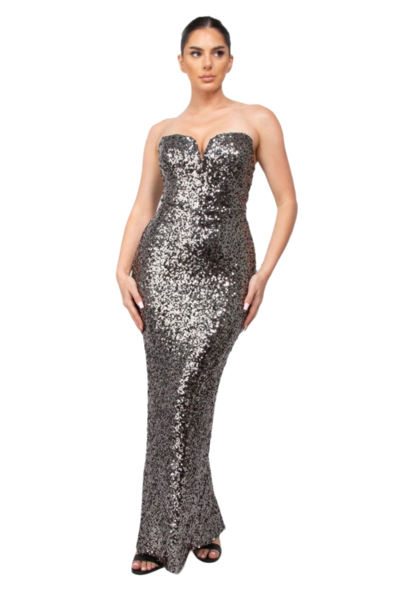 Sequin V-bar Crisscross Tube Dress