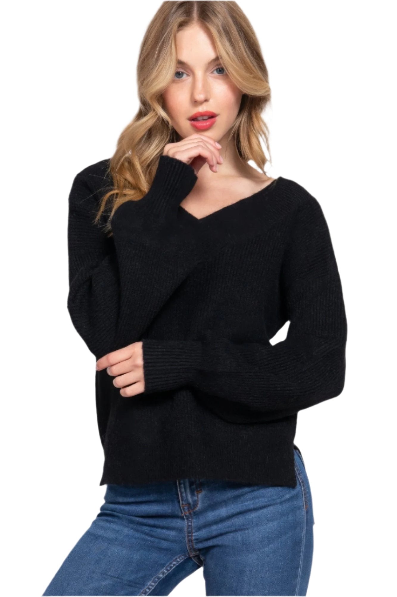 Double V-Neck Sweater | Long Sleeve Sweater | Nova Store