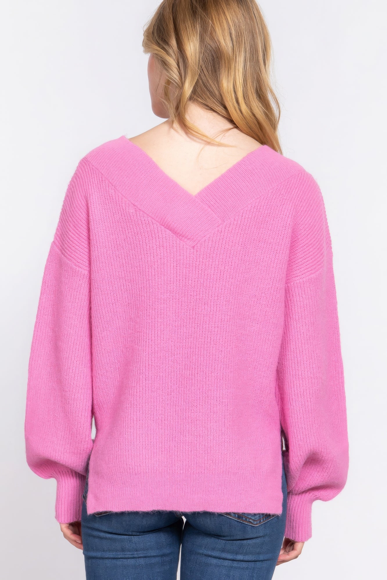 Pink V-Neck Sweater | V-Neck Sweater | Nova Store