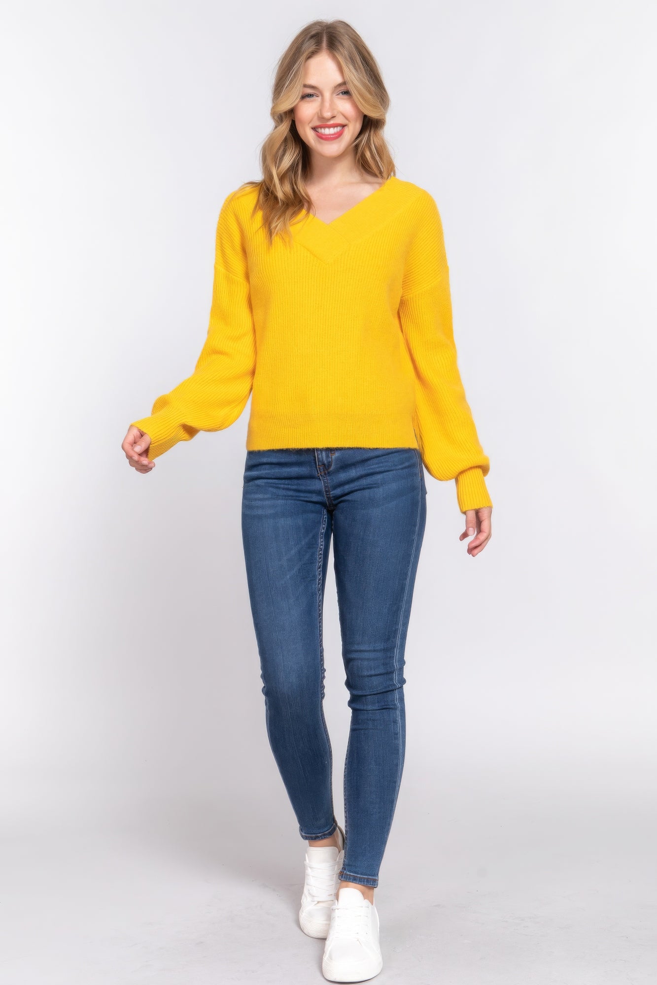 Yellow V-Neck Sweater | Unique Yellow Sweater | Nova Store