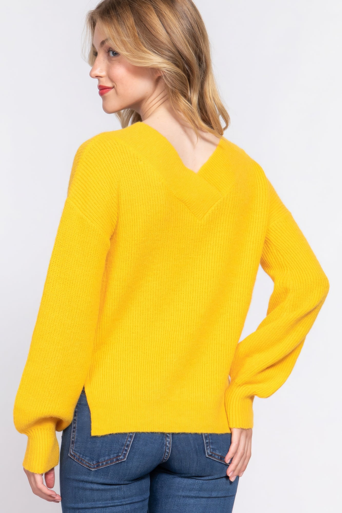 Yellow V-Neck Sweater | Unique Yellow Sweater | Nova Store