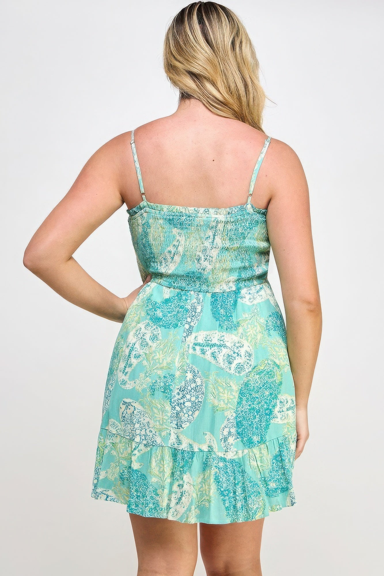 Plus Paisley Smocked Ruffle Mini Dress - Nova Store