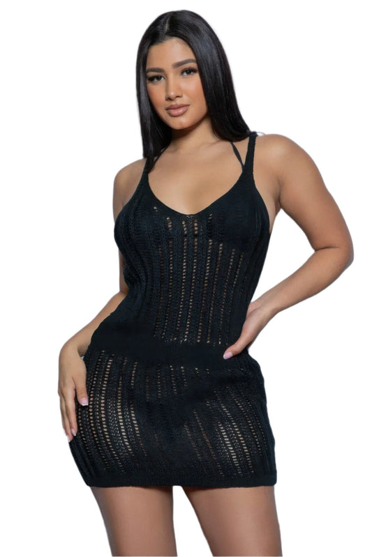 Black Crochet Mini Dress | Crochet Mini Dress | Nova Store