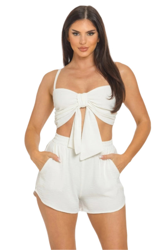 White Top and Shorts Set | White Top and Short | Nova Store