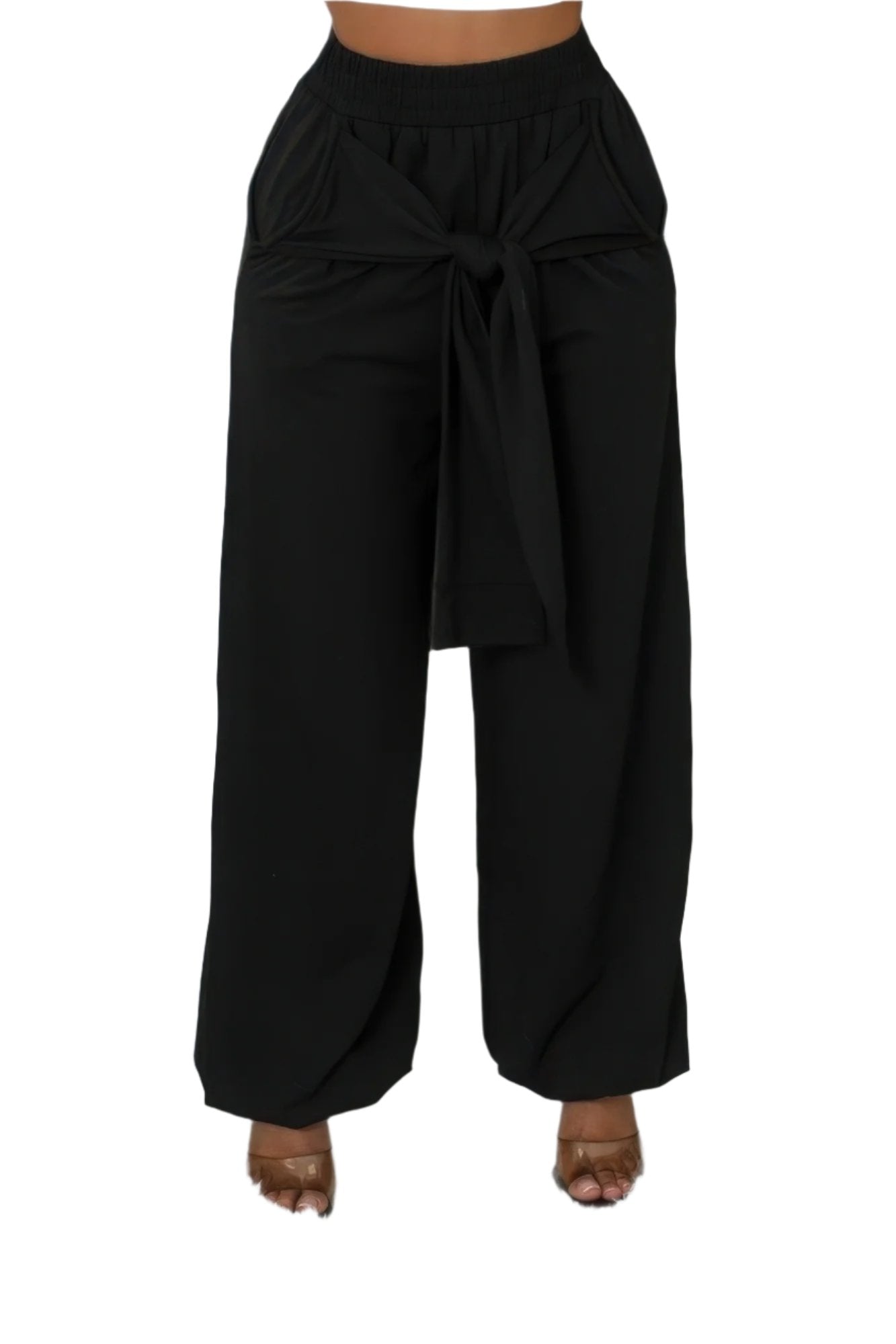 Black High-Waisted Pants | Elastic High-Waisted Pants | Nova Store