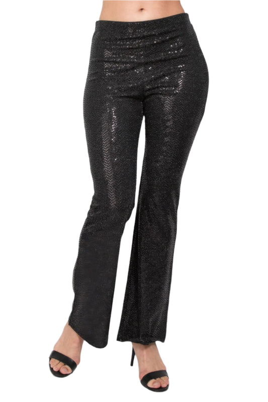 Sequined Fit & Flare Midrise Pants