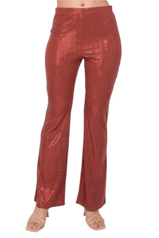 Sequined Fit & Flare Midrise Pants