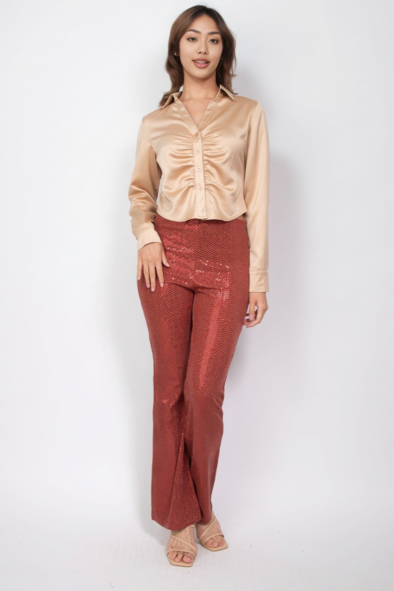 Sequined Fit & Flare Midrise Pants - Nova Store