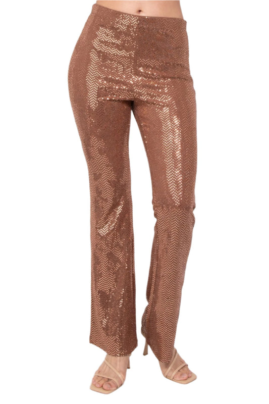 Sequined Fit & Flare Midrise Pants