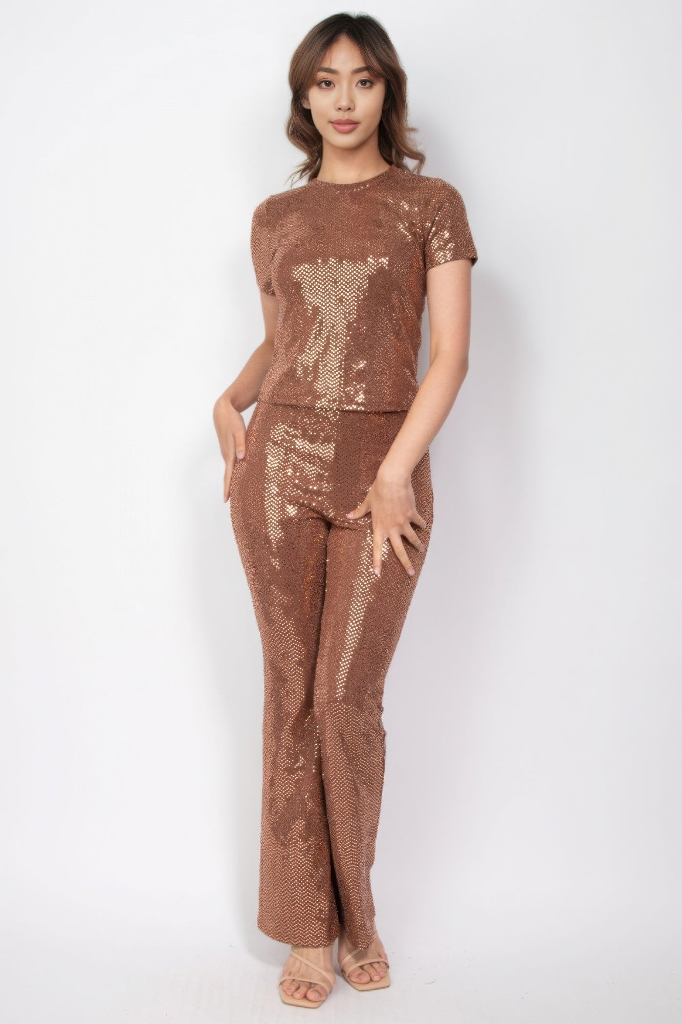 Sequined Fit & Flare Midrise Pants - Nova Store