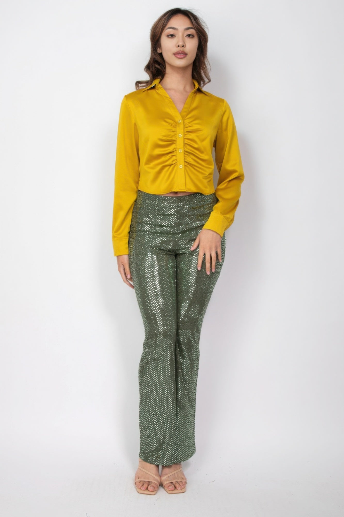 Sequined Fit & Flare Midrise Pants - Nova Store