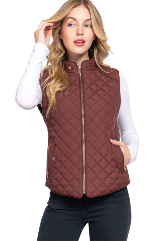 Suede Piping Quilted Padding Vest - Nova Store