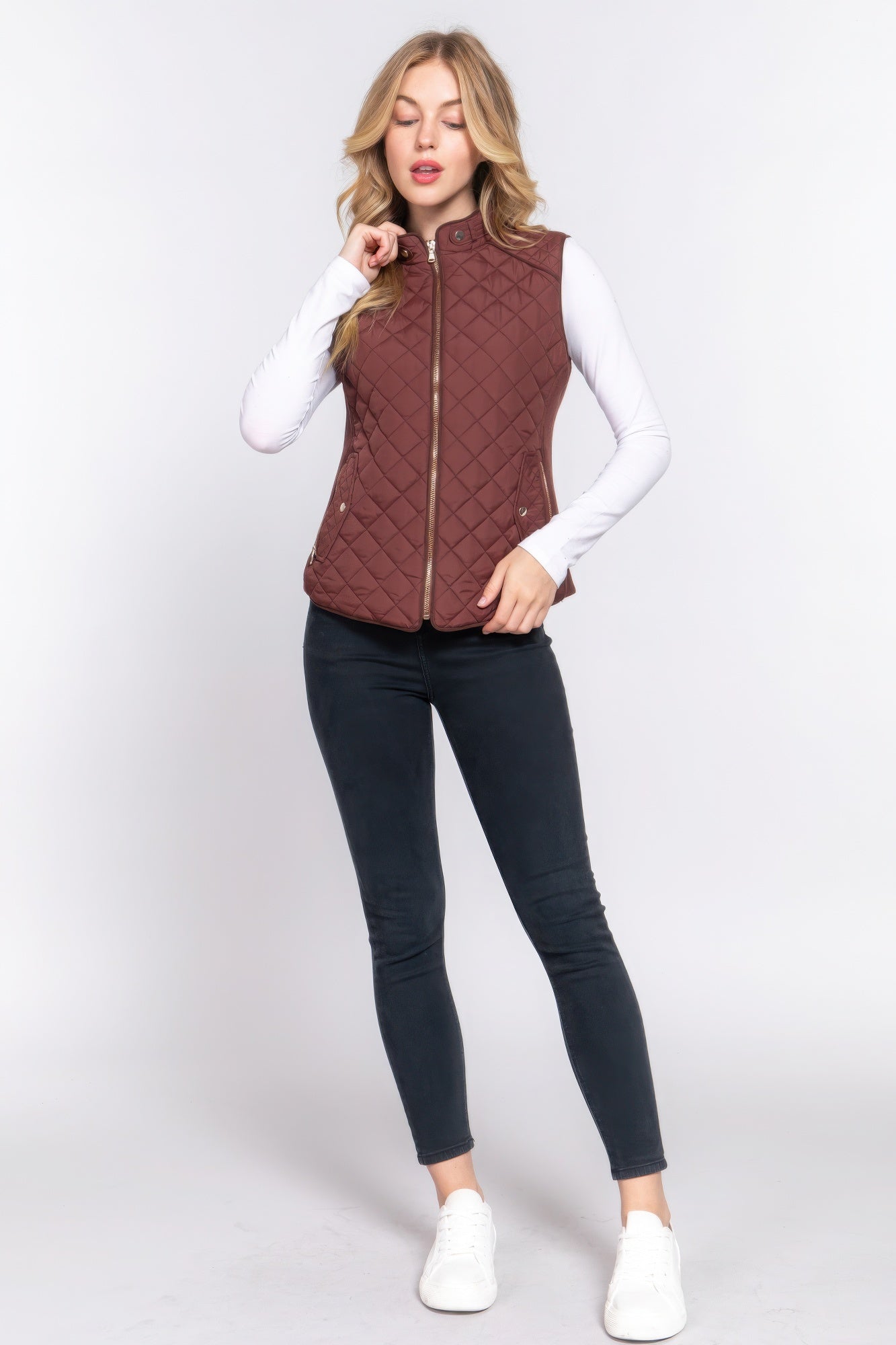 Suede Piping Quilted Padding Vest - Nova Store