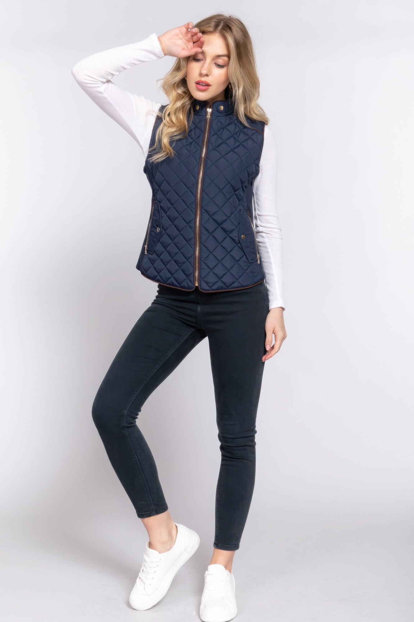 Suede Piping Quilted Padding Vest - Nova Store