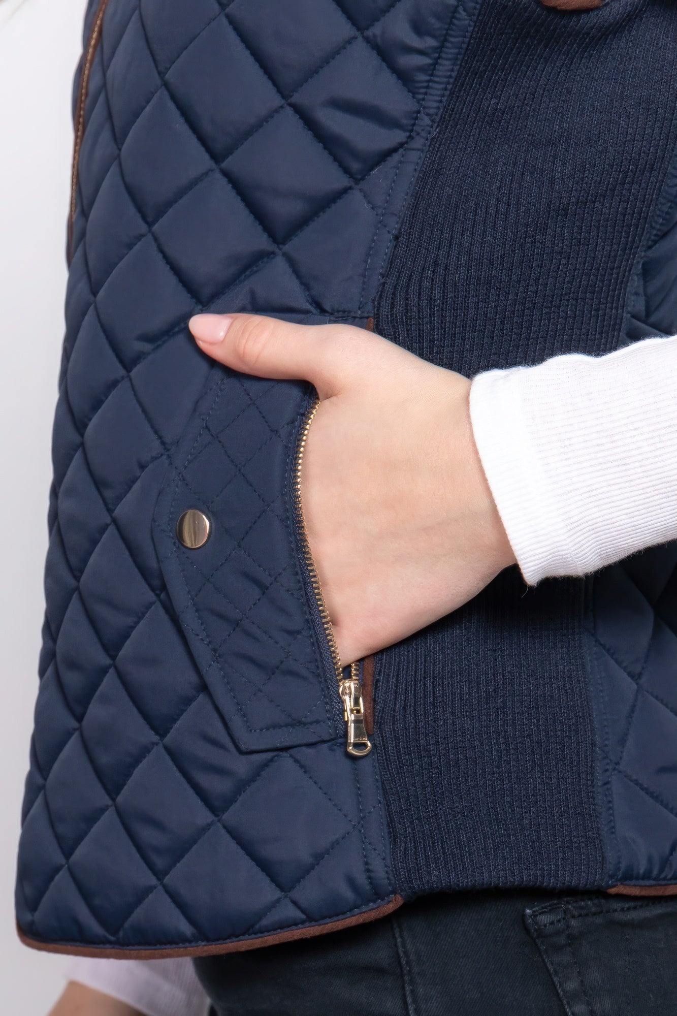 Suede Piping Quilted Padding Vest - Nova Store