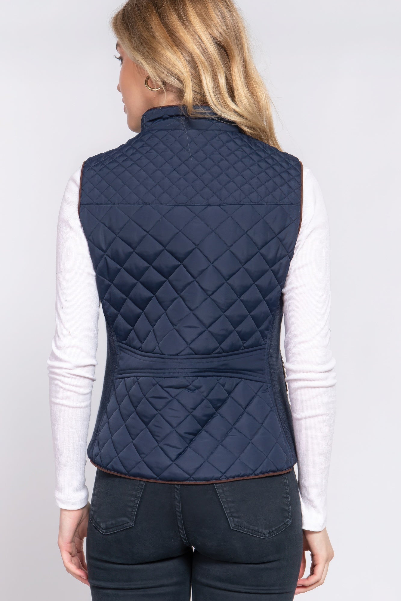 Suede Piping Quilted Padding Vest - Nova Store
