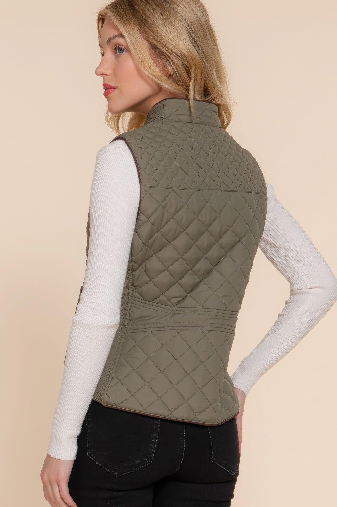 Suede Piping Quilted Padding Vest - Nova Store