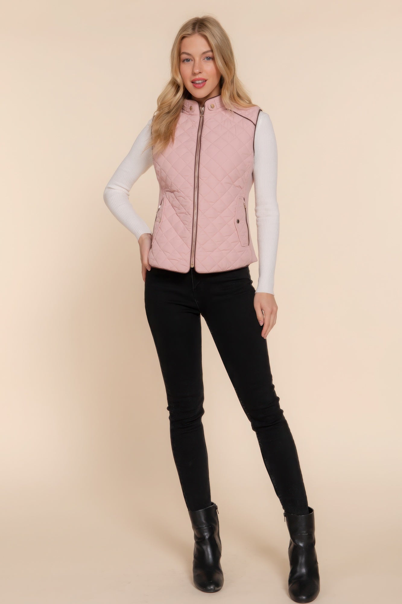 Suede Piping Quilted Padding Vest - Nova Store