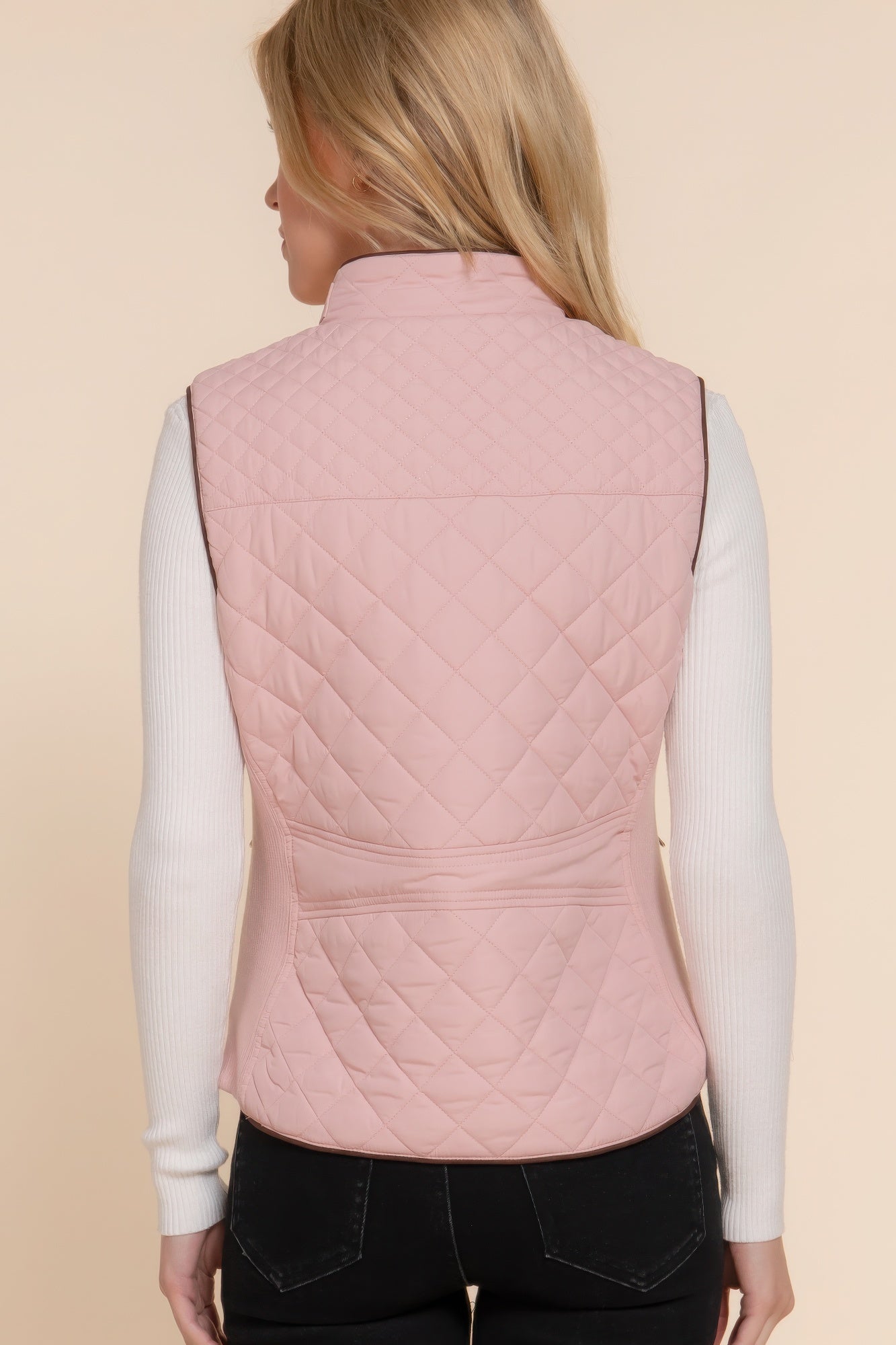 Suede Piping Quilted Padding Vest - Nova Store