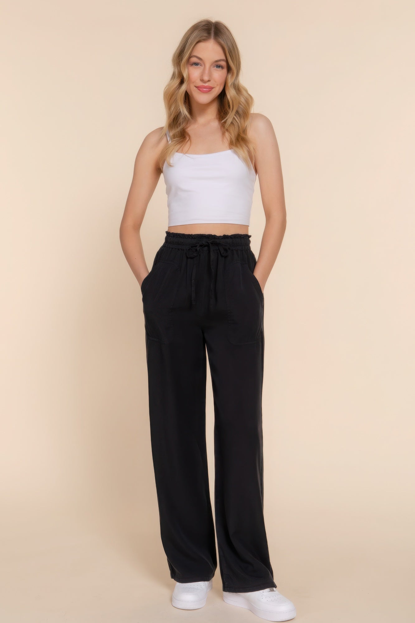 Black Elastic Waist Pants | Black Elastic Pants | Nova Store