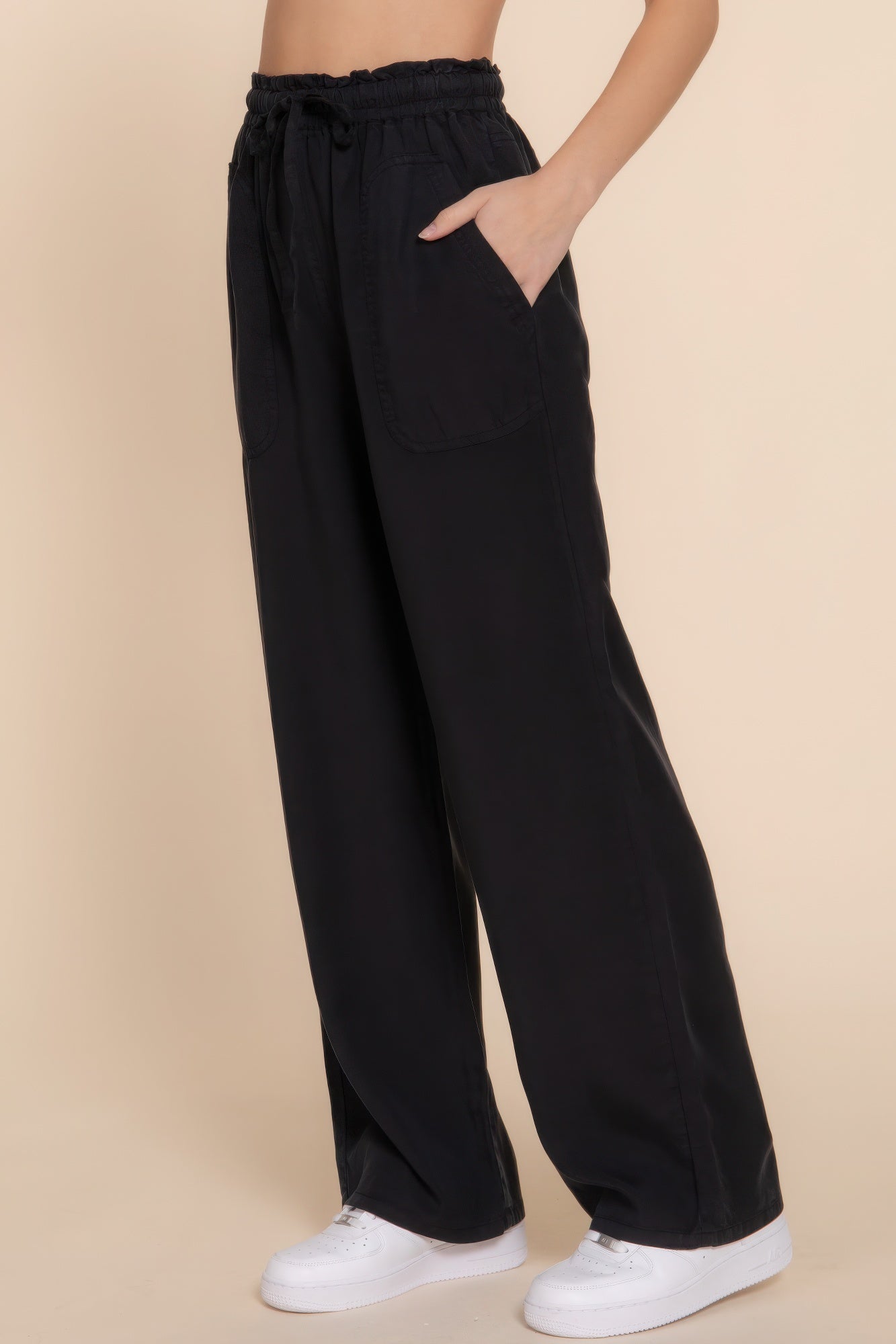 Black Elastic Waist Pants | Black Elastic Pants | Nova Store