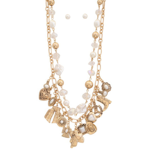 Western charm beaded layered necklace - Nova Store