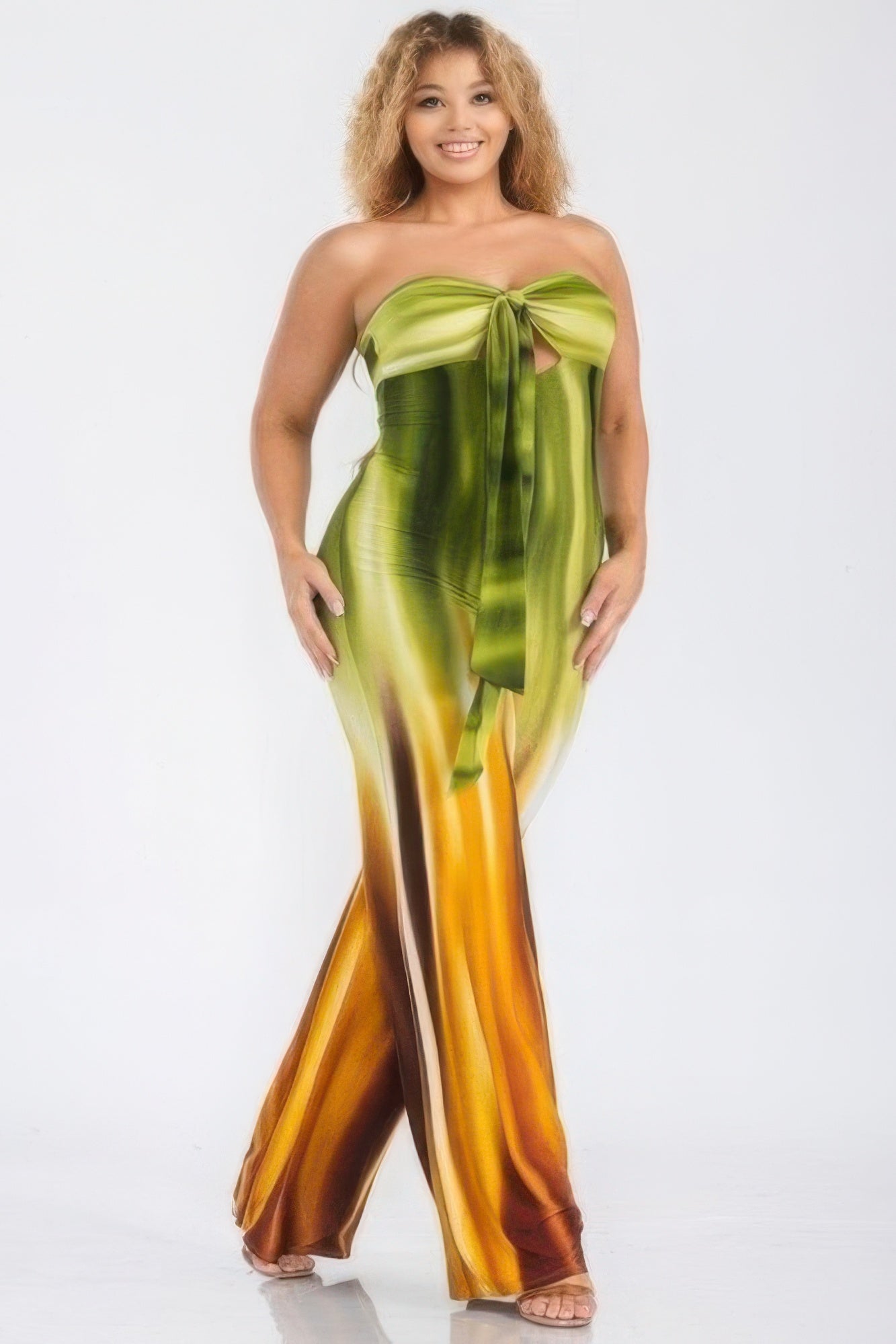 Plus print off shoulder jumpsuit - Nova Store
