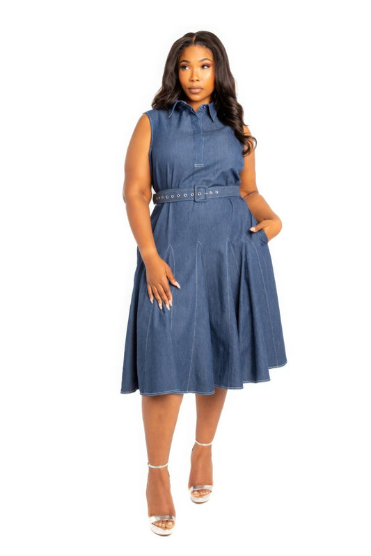 Shirt Dress with Belt | Denim Shirt Dress | Nova Store