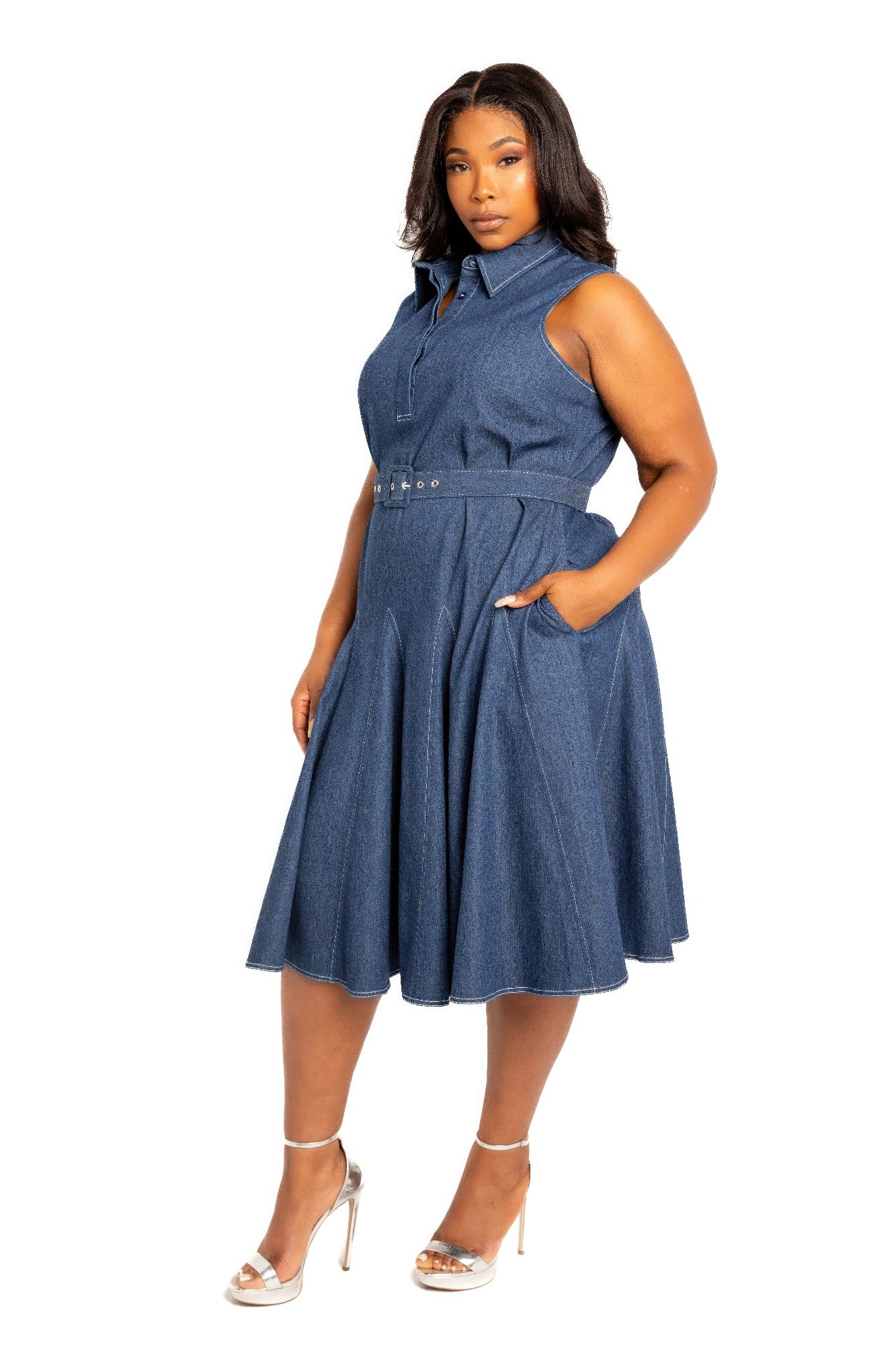 Shirt Dress with Belt | Denim Shirt Dress | Nova Store
