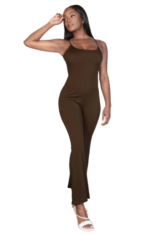 Ribbed sleeveless wide leg jumpsuit - Nova Store