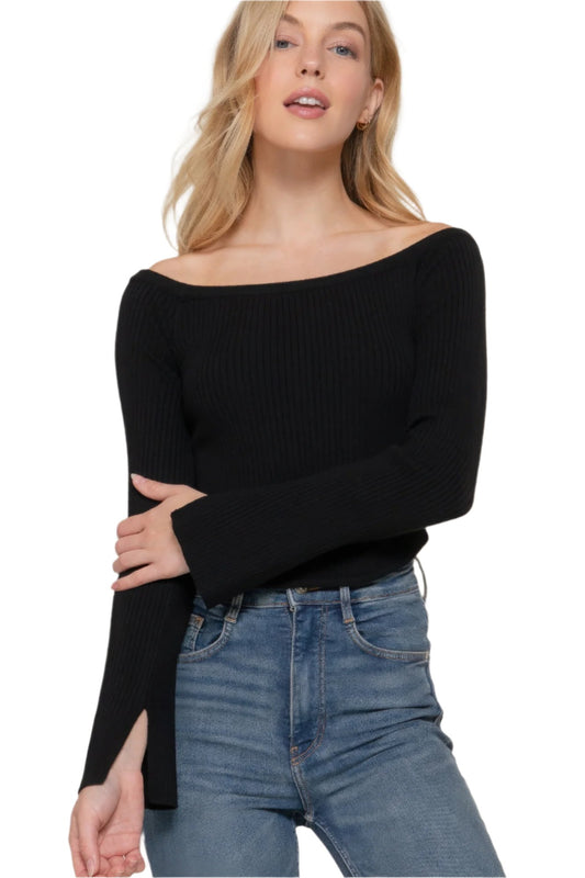 Long flare slv off shoulder sweater - Nova Store