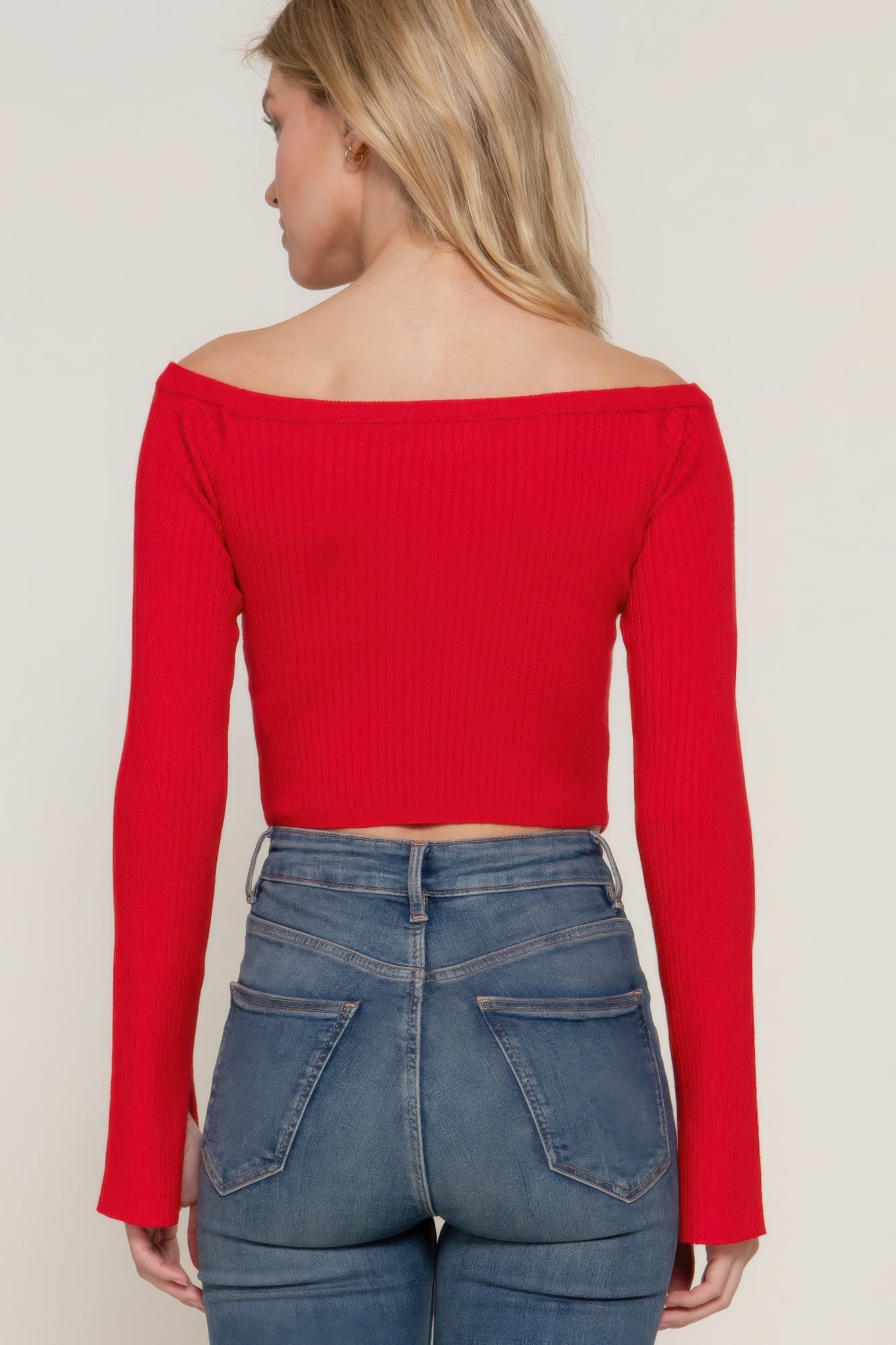 Long flare slv off shoulder sweater - Nova Store