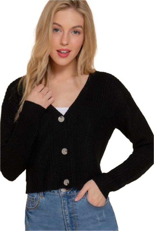 Long slv v-neck sweater cardigan - Nova Store