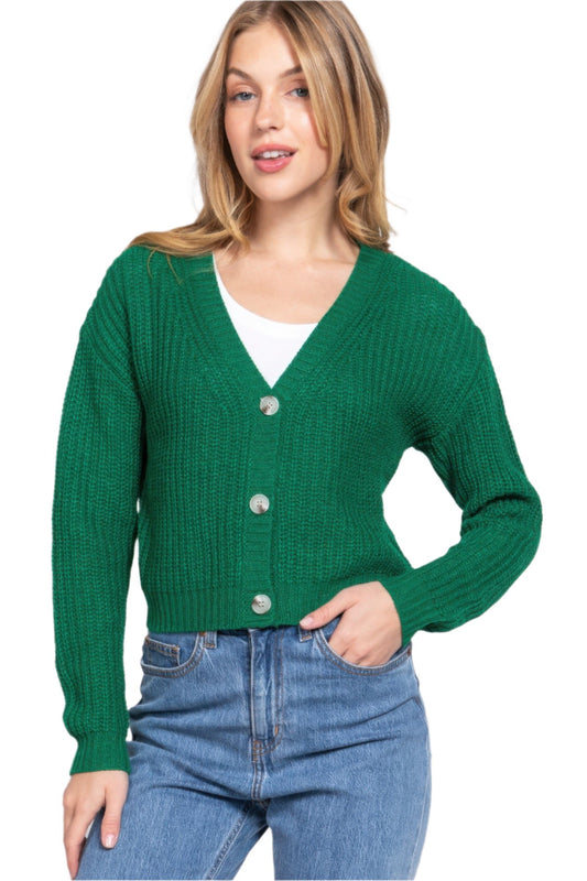 Long slv v-neck sweater cardigan - Nova Store