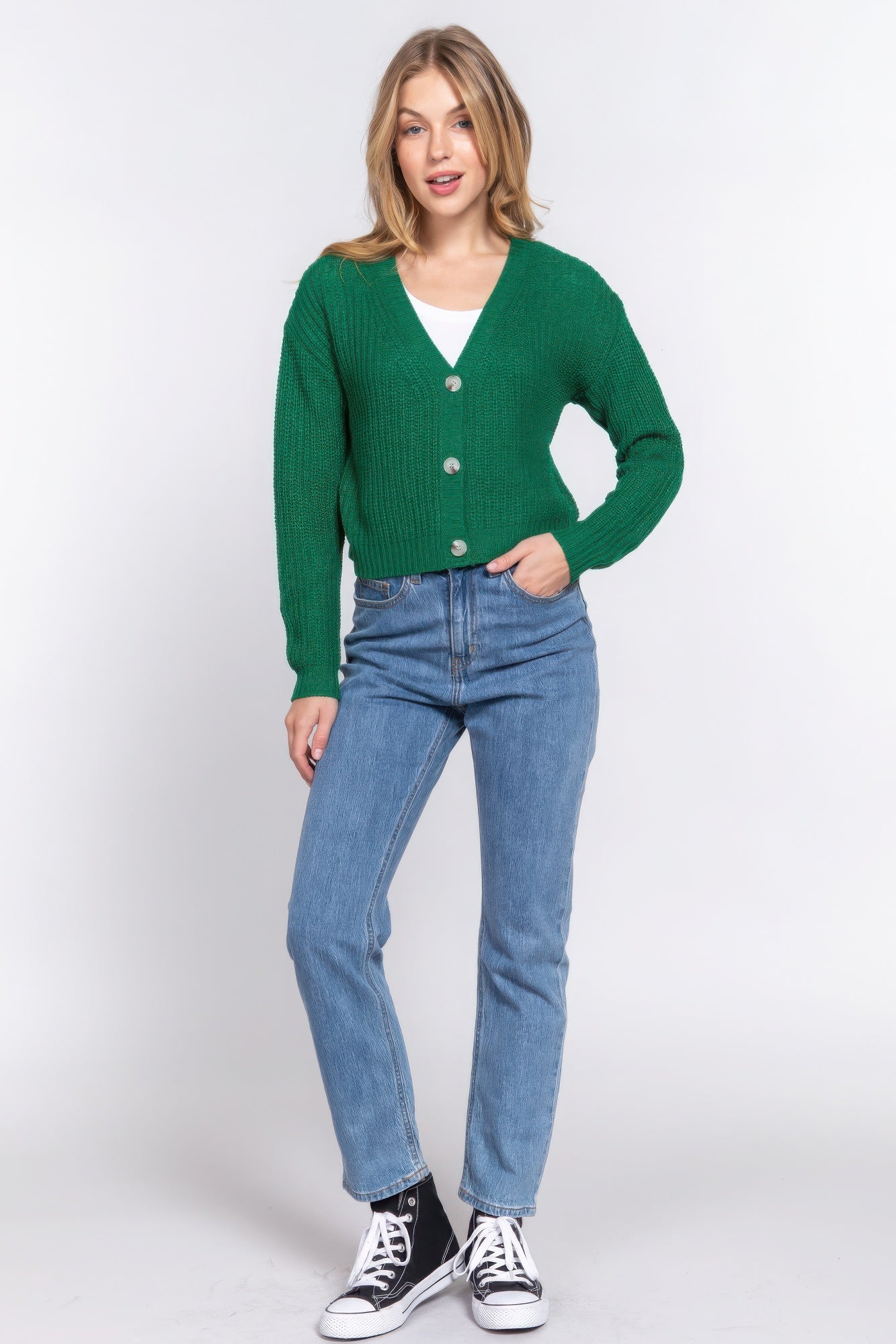 Long slv v-neck sweater cardigan - Nova Store