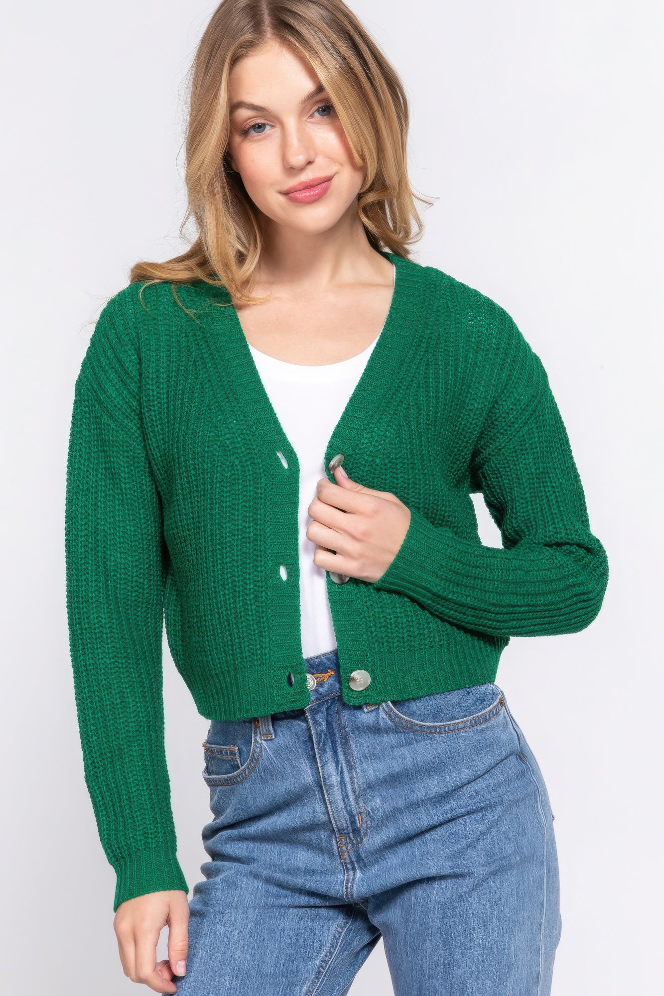 Long slv v-neck sweater cardigan - Nova Store