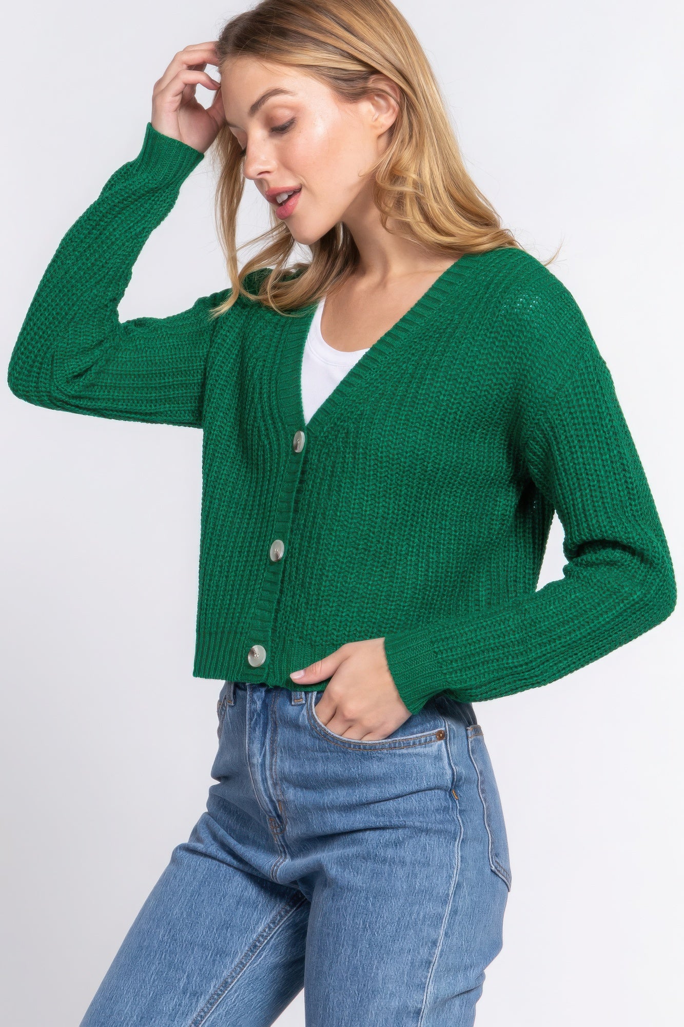 Long slv v-neck sweater cardigan - Nova Store
