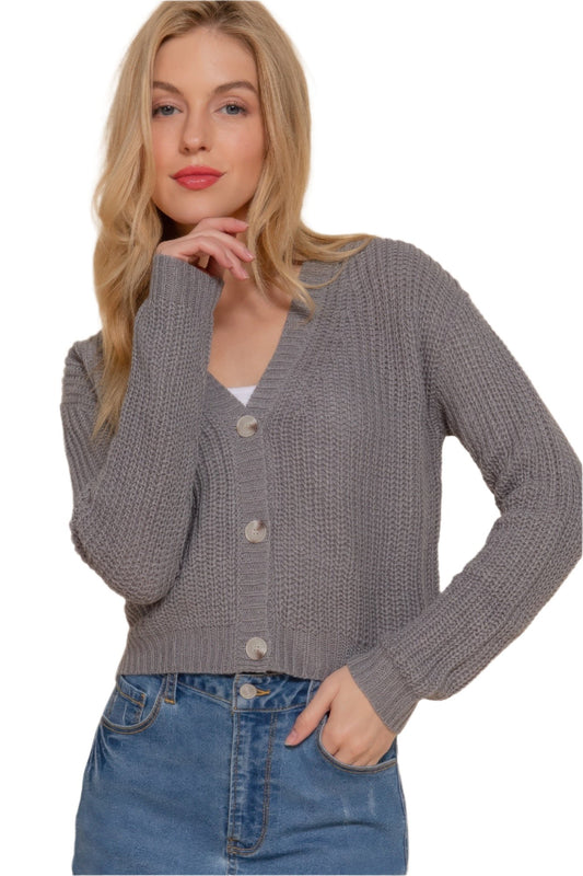 Long slv v-neck sweater cardigan - Nova Store