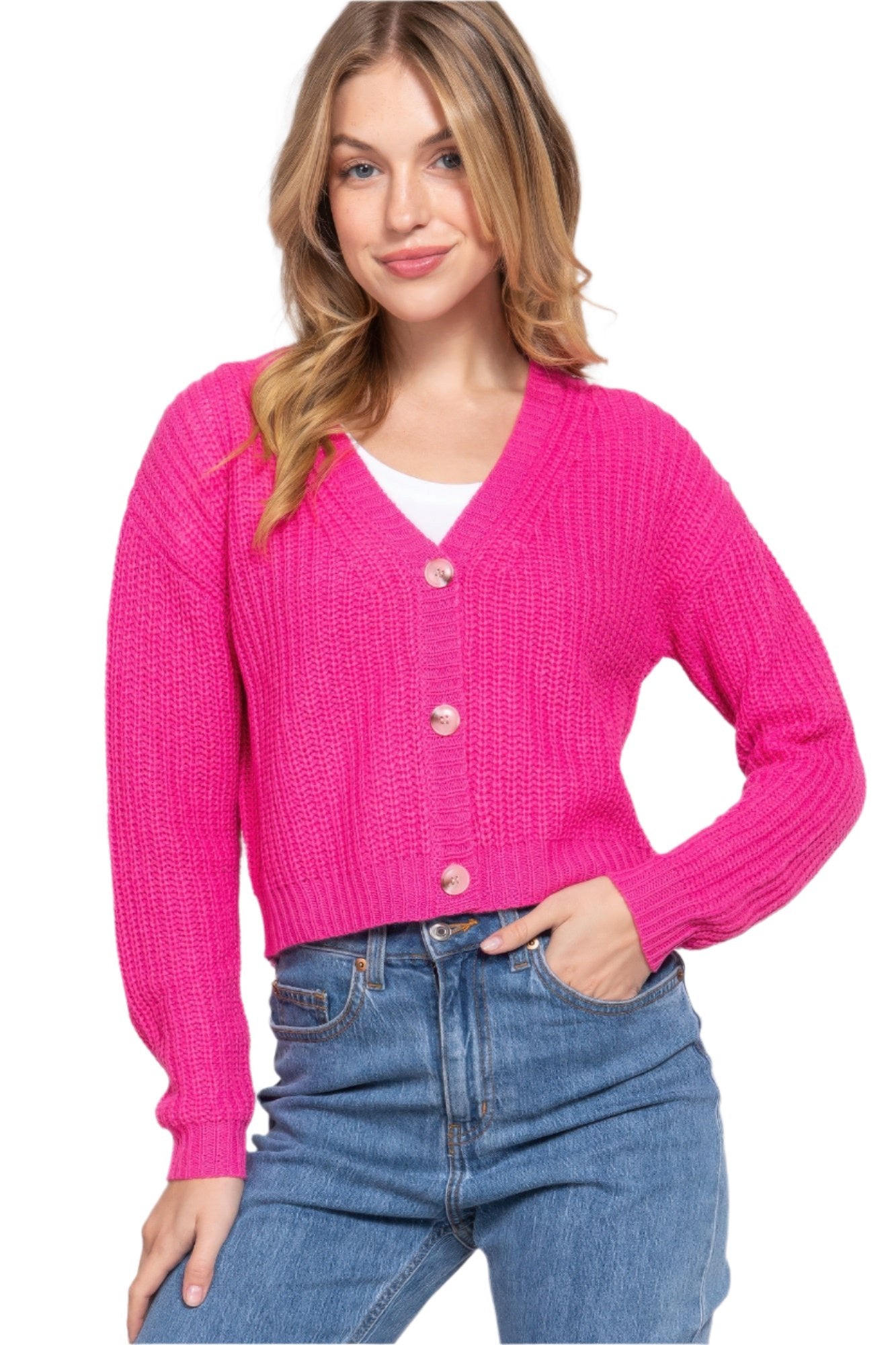 Long slv v-neck sweater cardigan - Nova Store