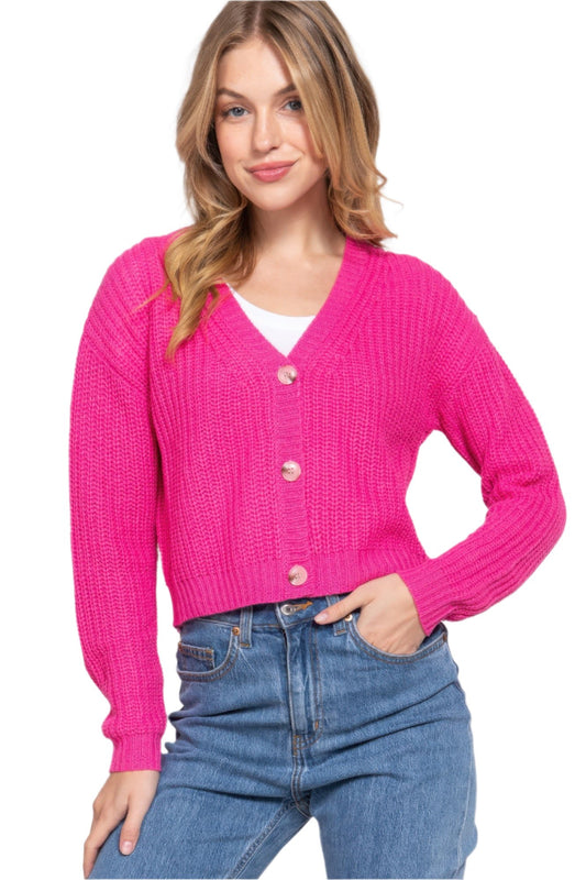 Long slv v-neck sweater cardigan - Nova Store