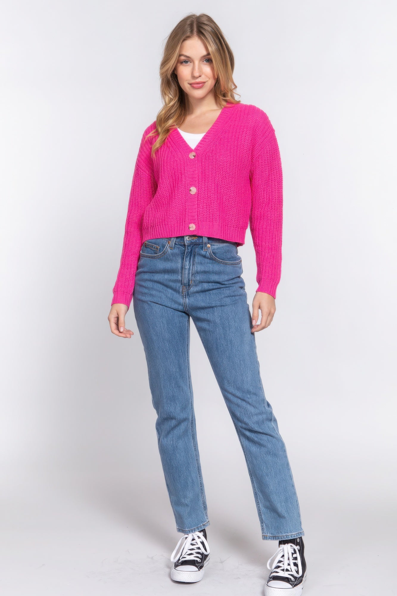 Long slv v-neck sweater cardigan - Nova Store
