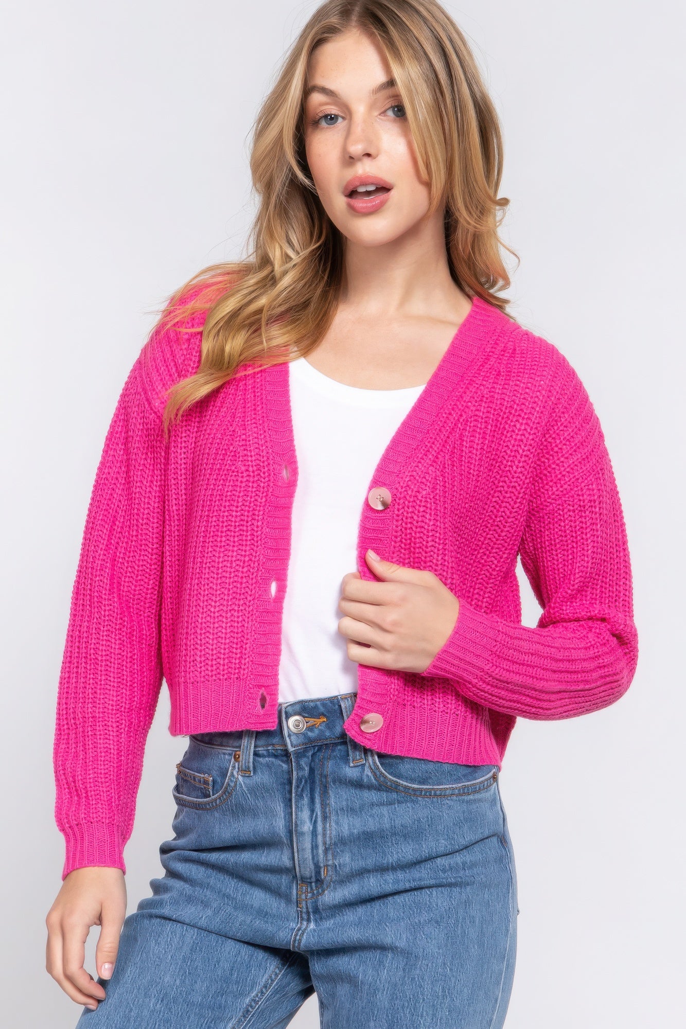 Long slv v-neck sweater cardigan - Nova Store