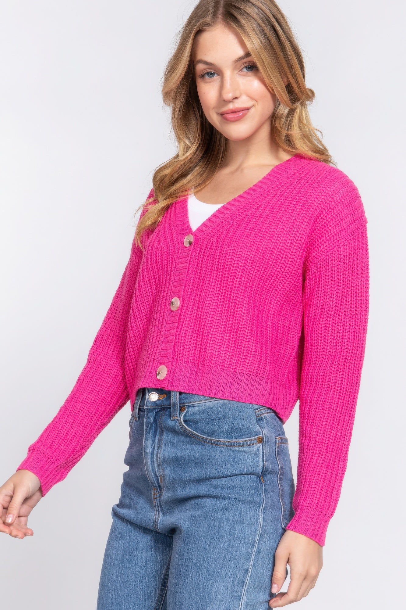 Long slv v-neck sweater cardigan - Nova Store