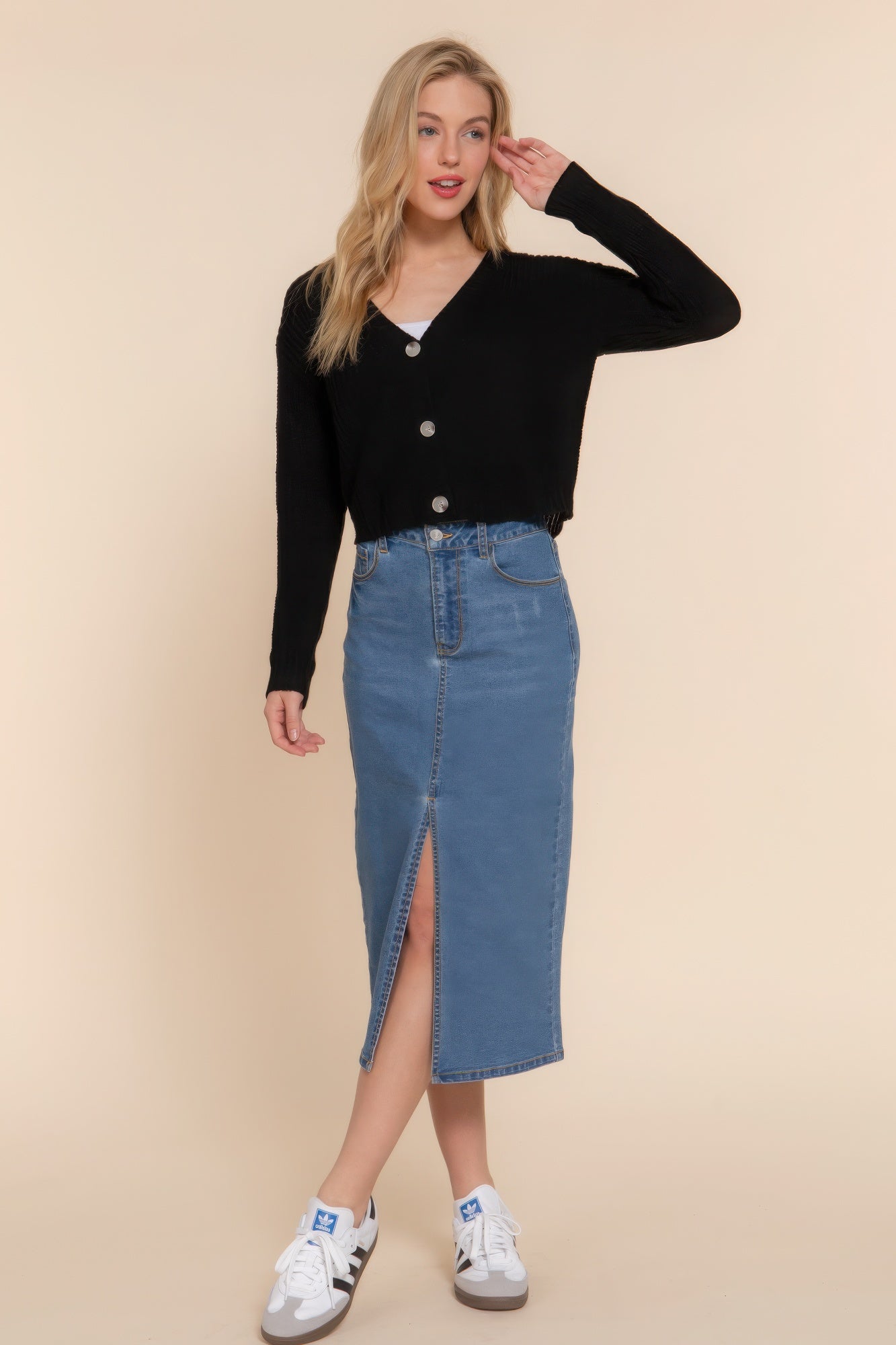 Long slv v-neck sweater cardigan - Nova Store