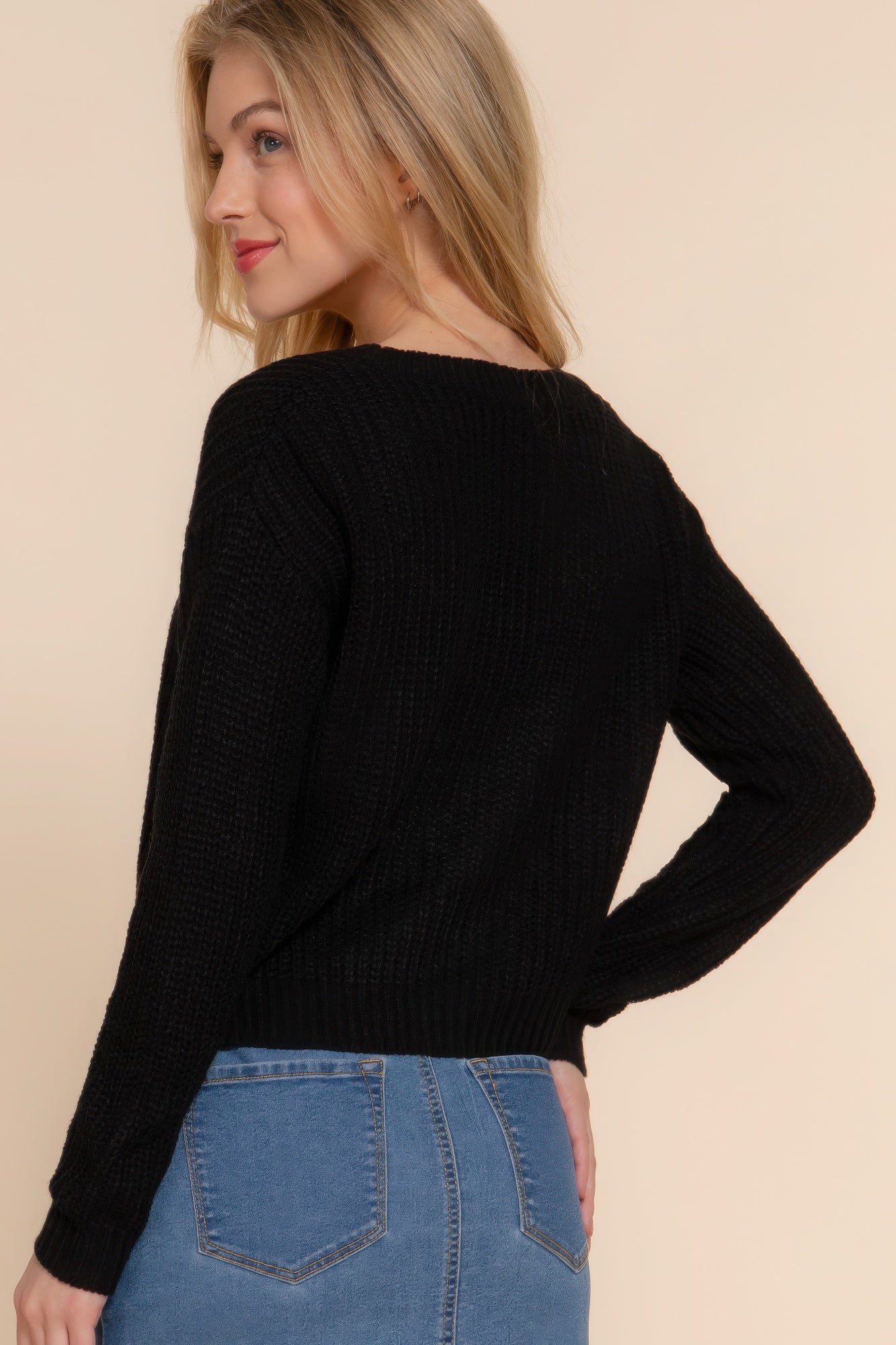 Long slv v-neck sweater cardigan - Nova Store