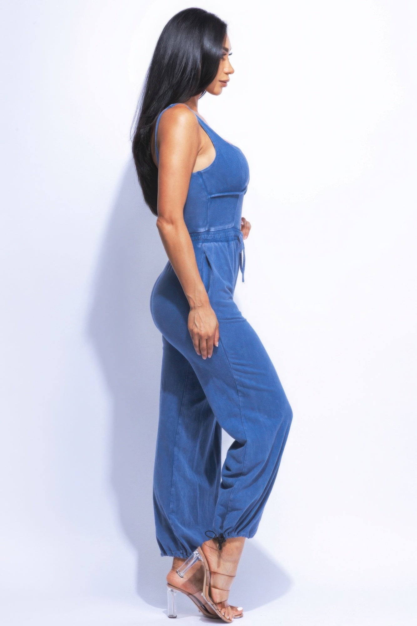 Washed Jumpsuit With Adjustable Ankle - Nova Store